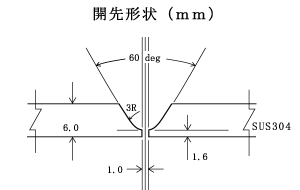 1. SUS304 6T 板　突合せTIG溶接条件（一層裏波溶接）